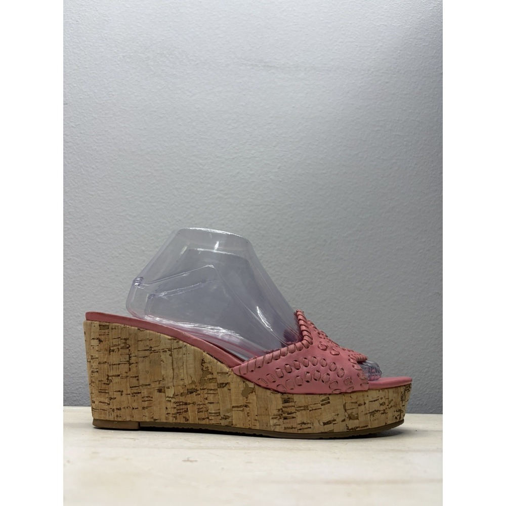 Jack Rogers Women Size 7 Barcelona Capri Cork Wedge Mule Sandal Coral